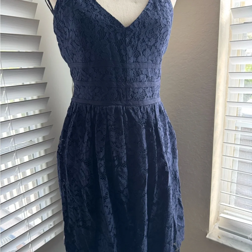 Like New Lulu’s Navy Lace Mini Dress - Picture 2 of 4